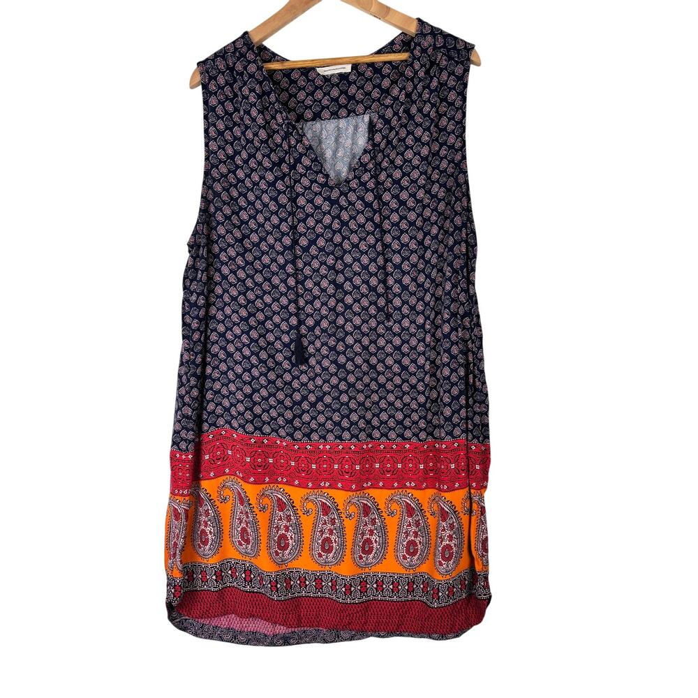 BeachLunchLounge Boho Shift Dress XXL Paisley Sleeveless Vacation Resort Casual
